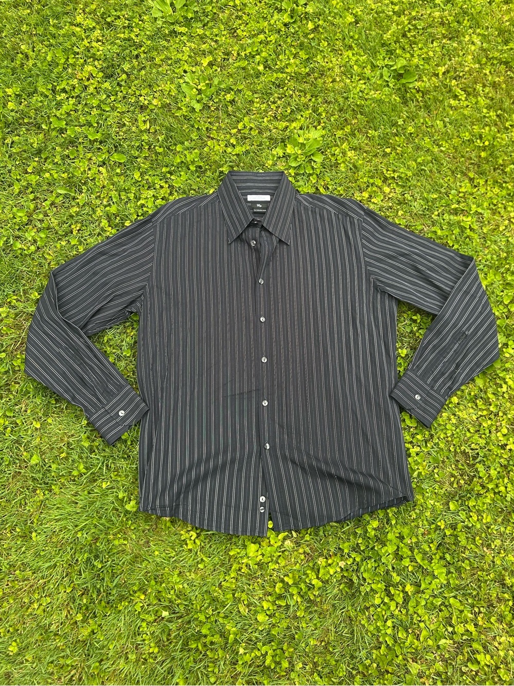 Versace Black Pinstripe Button-Down Shirt